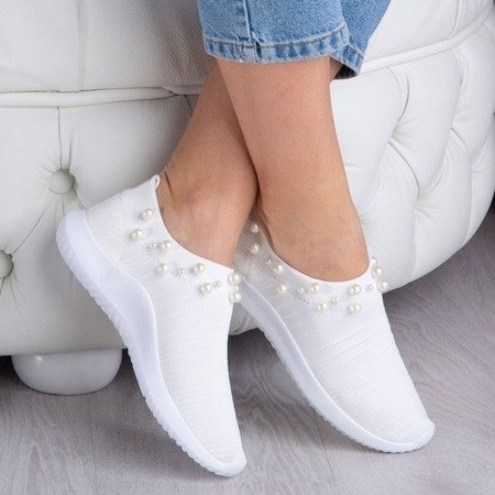 Białe buty sportowe z perełkami Dayanah - Obuwie