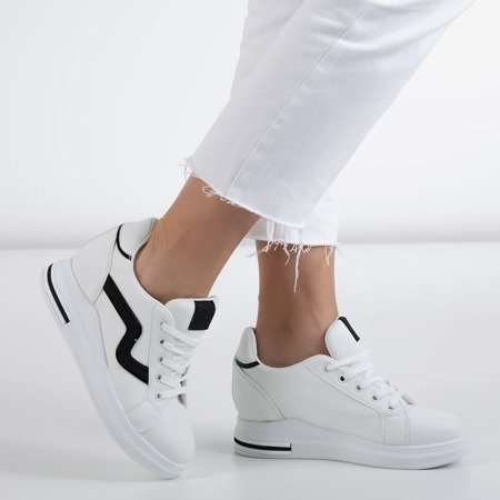 Biało - czarne buty sportowe na krytym koturnie Say It - Obuwie