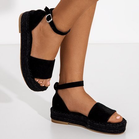 Czarne damskie sandały na platformie Sitra - Obuwie