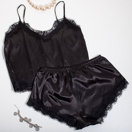 Czarny 2-częściowy komplet piżamowy - Odzież