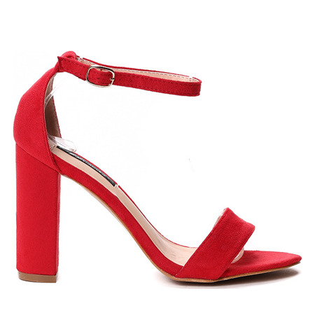 Czerwone sandały na słupku Eri - Obuwie
