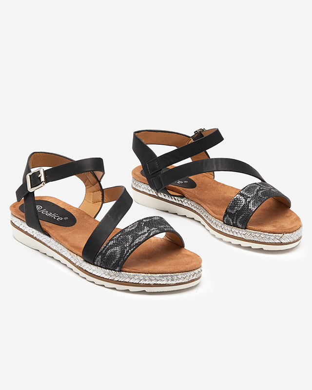 Damskie płaskie sandały w kolorze czarnym Pixaf- Obuwie