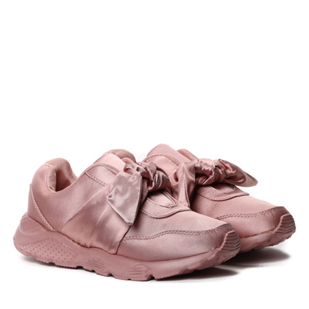 Dziecięce różowe satynowe sneakersy - Obuwie