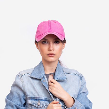 Fuksjowa jeansowa damska czapka z daszkiem - Akcesoria