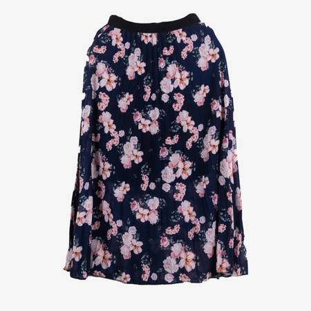 Granatowa plisowana spódnica midi w kwiaty - Odzież