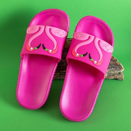 Różowe dziecięce klapki z flamingami Finnie - Obuwie 