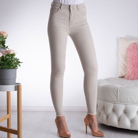 Szare spodnie typu rurki z wysokim stanem - Spodnie
