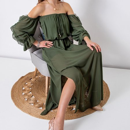 Zielona damska maxi sukienka - Odzież