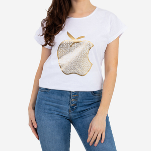 Biała koszulka damska ze złotym nadrukiem PLUS SIZE - Odzież