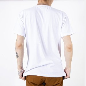 Biała męska koszulka w napisy - Odzież