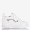 Białe buty sportowe na krytym koturnie ze srebrnymi wstawkami Say It - Obuwie
