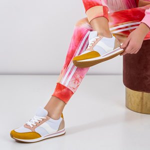 Białe damskie sportowe buty z kolorowymi wstawkami Obleya - Obuwie