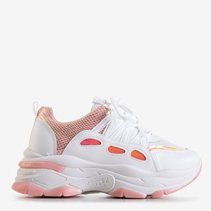 Biało-różowe damskie sportowe buty Grumlat - Obuwie