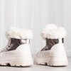 Biało-szare sportowe śniegowce z ociepleniem Bernadet - Obuwie