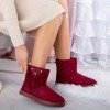 Bordowe damskie buty a'la śniegowce z ozdobami Figgi - Obuwie