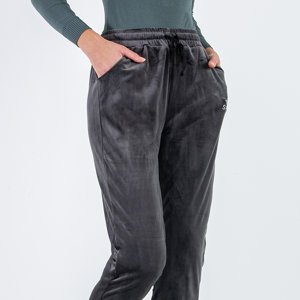 Ciemnoszare damskie spodnie dresowe - Odzież