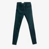 Ciemnozielone damskie jeansowe spodnie rurki z suwakami - Odzież