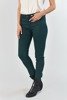 Ciemnozielone damskie jeansowe spodnie rurki z suwakami - Odzież