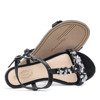 Czarne amskie sandały z cekinami w kształcie kwiatków Solena - Obuwie