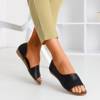 Czarne ażurowe damskie sandały na niskiej koturnie Dirca - Obuwie