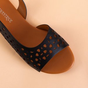 Czarne ażurowe sandały damskie Gabinca - Obuwie