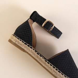 Czarne damskie sandały ze zwierzęcym tłoczeniem Domiel - Obuwie