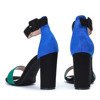 Czarne sandały na słupku z zielonym paseczkiem i niebieskim zapiętkiem Denice - Obuwie