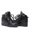 Czarne sneakersy na koturnie- Obuwie
