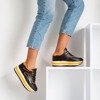Czarne sportowe buty damskie na grubej platformie z neonowymi wstawkami Savss - Obuwie