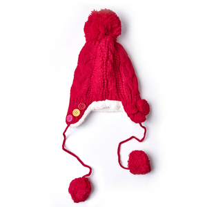 Czerwona dziecięca wiązana czapka ze zdobieniem - Akcesoria