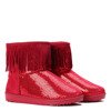 Czerwone buty a'la śniegowce  z cekinami - Obuwie