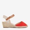 Czerwone damskie sandały na koturnie a'la espadryle Blancoli - Obuwie