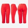 Czerwone legginsy krótkie z guzikami - Spodnie