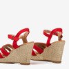 Czerwone sandały damskie na koturnie Sirima - Obuwie