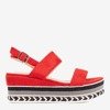 Czerwone sandały na koturnie Colissa - Obuwie
