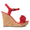Czerwone sandały na koturnie Oaklynn- Obuwie