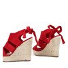 Czerwone sandały na koturnie z cholewką Matilde - Obuwie