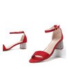 Czerwone sandały na słupku z ozdobnymi cyrkoniami Olifa - Obuwie