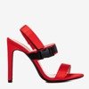 Czerwone sandały na słupku z rzepą Spolisa - Obuwie