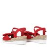 Czerwone sandały z kokardką na koturnie Marcola - Obuwie