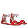 Czerwone sandały z ozdobnymi cyrkoniami Dominico - Obuwie