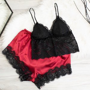 Czerwono-czarna damska 2-częściowa piżama - Odzież