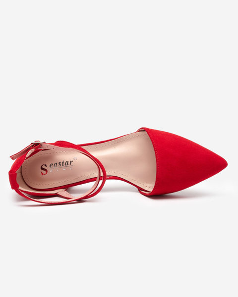 Damskie czerwone sandały na słupku Crisco - Obuwie