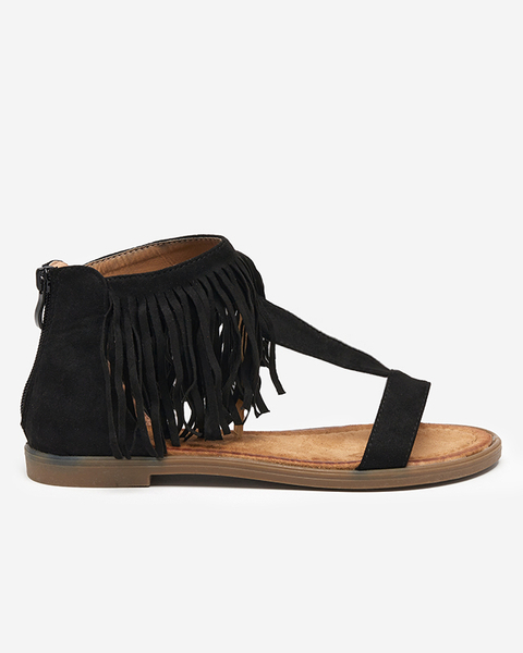 Damskie sandałki z frędzelkami w kolorze czarnym Clov- Obuwie