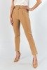 Damskie spodnie z paskiem w kolorze brązowym - Odzież