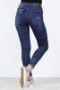 Długie, ciemnoniebieskie jeansy z przetarciami Andree- Spodnie