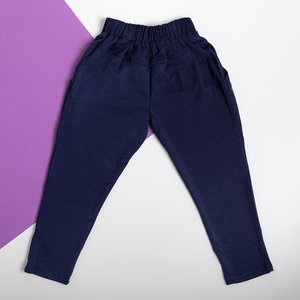 Granatowe dziewczęce spodnie dresowe z dżetami - Odzież