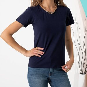 Granatowy damski bawełniany t-shirt - Odzież