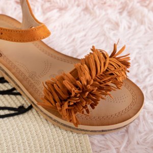Jasnobrązowe damskie sandały na platformie Elen - Obuwie