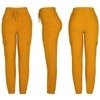 Musztardowe spodnie cargo z kieszeniami - Spodnie